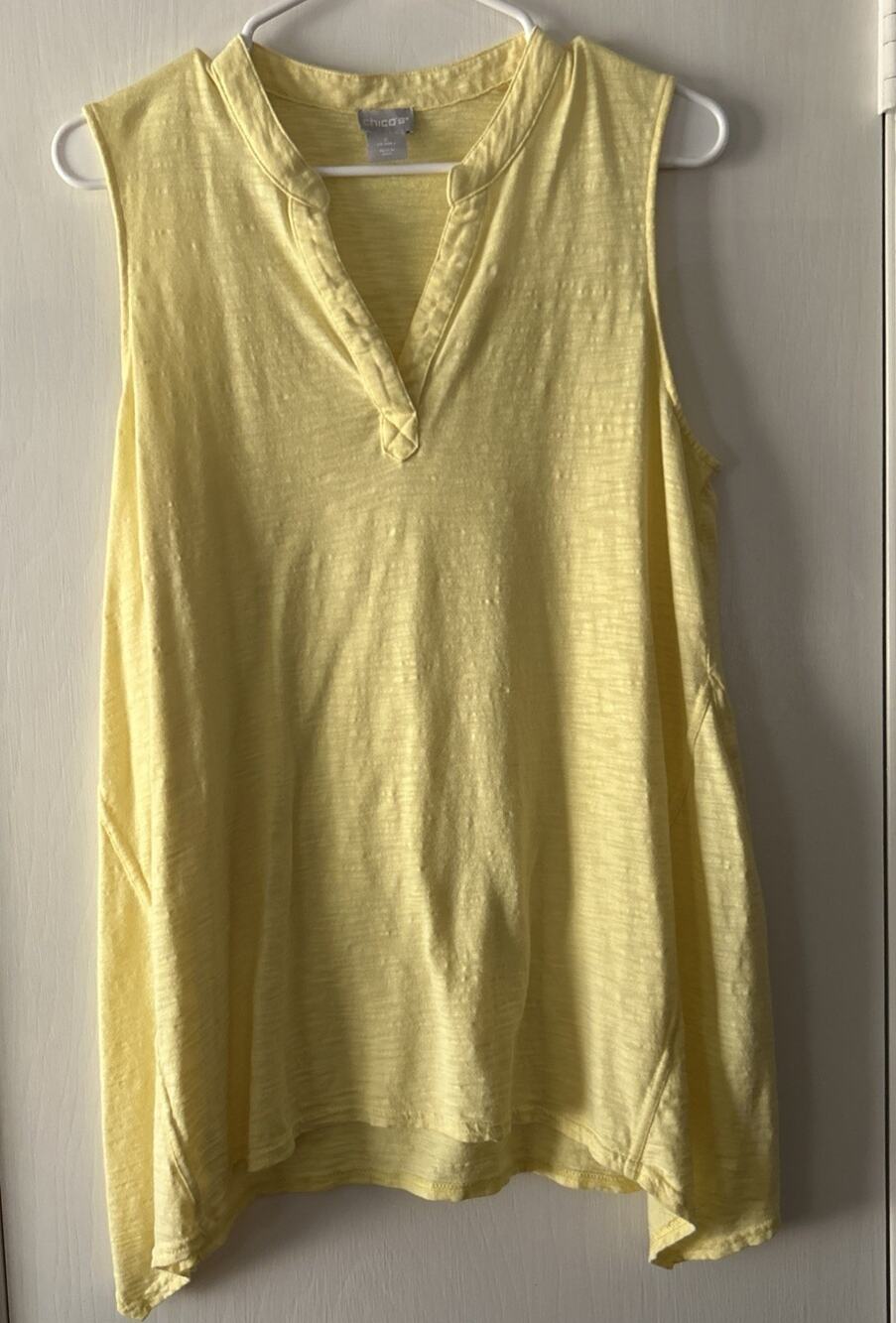 Chico's Cotton Modal Knit Tunic Tank Yellow Sleeveless Women’s Size 2 US L